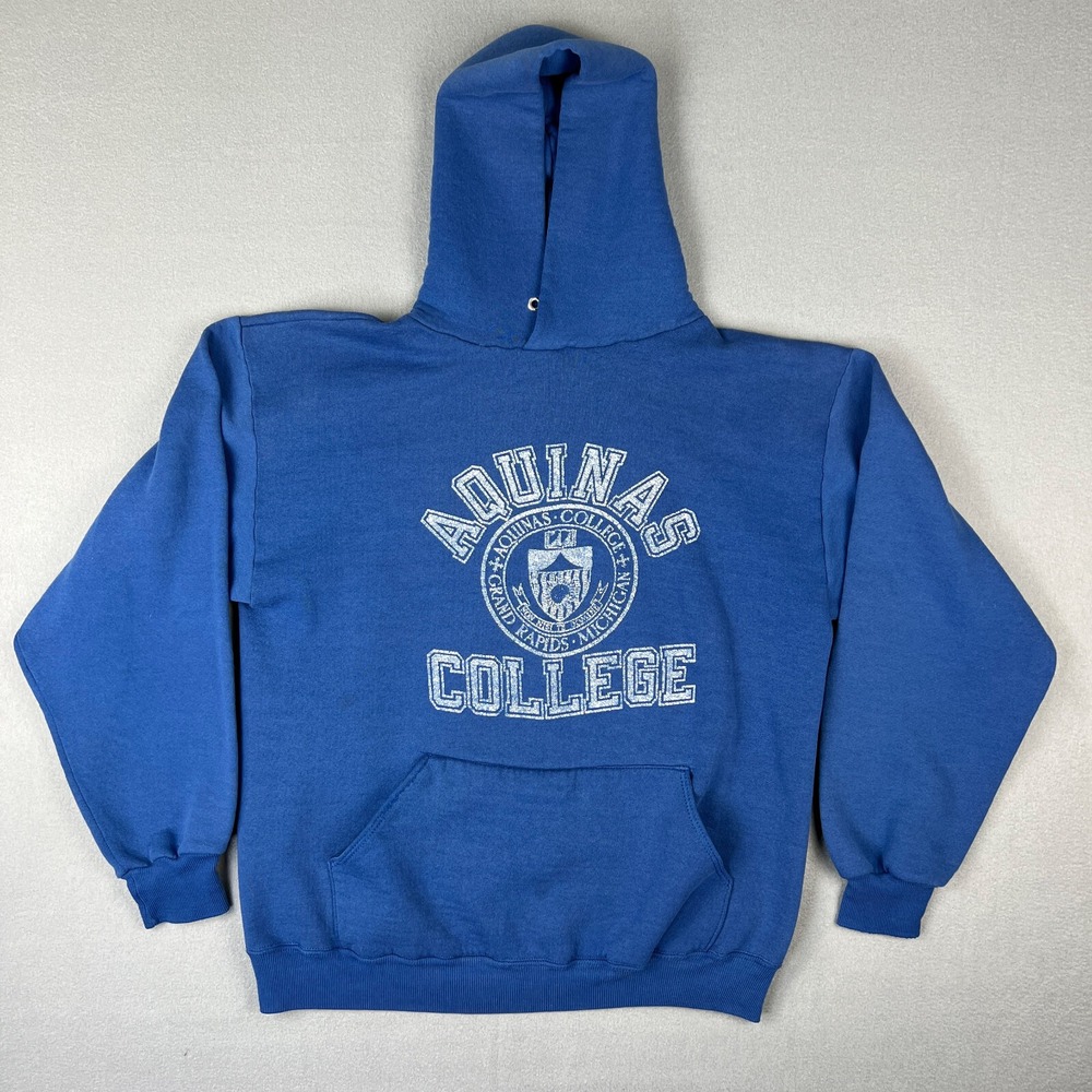 VTG Aquinas College Hoodie Fits S Grand Rapids Michigan Pullover 80s Made in USA